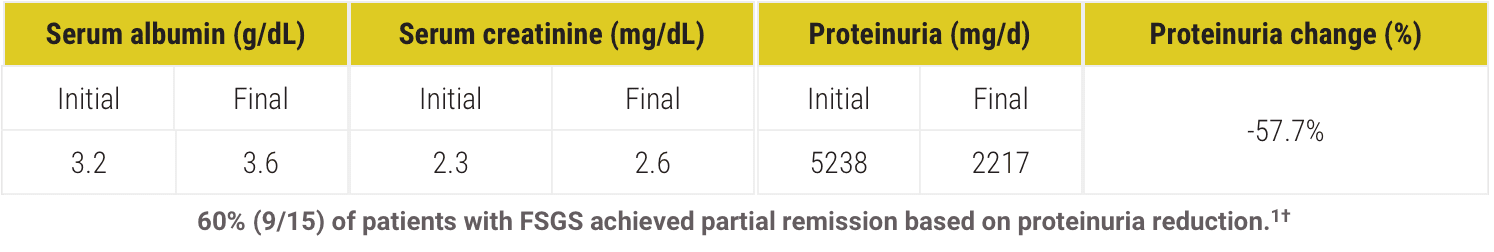 Acthar Gel FSGS study results: FSGS results